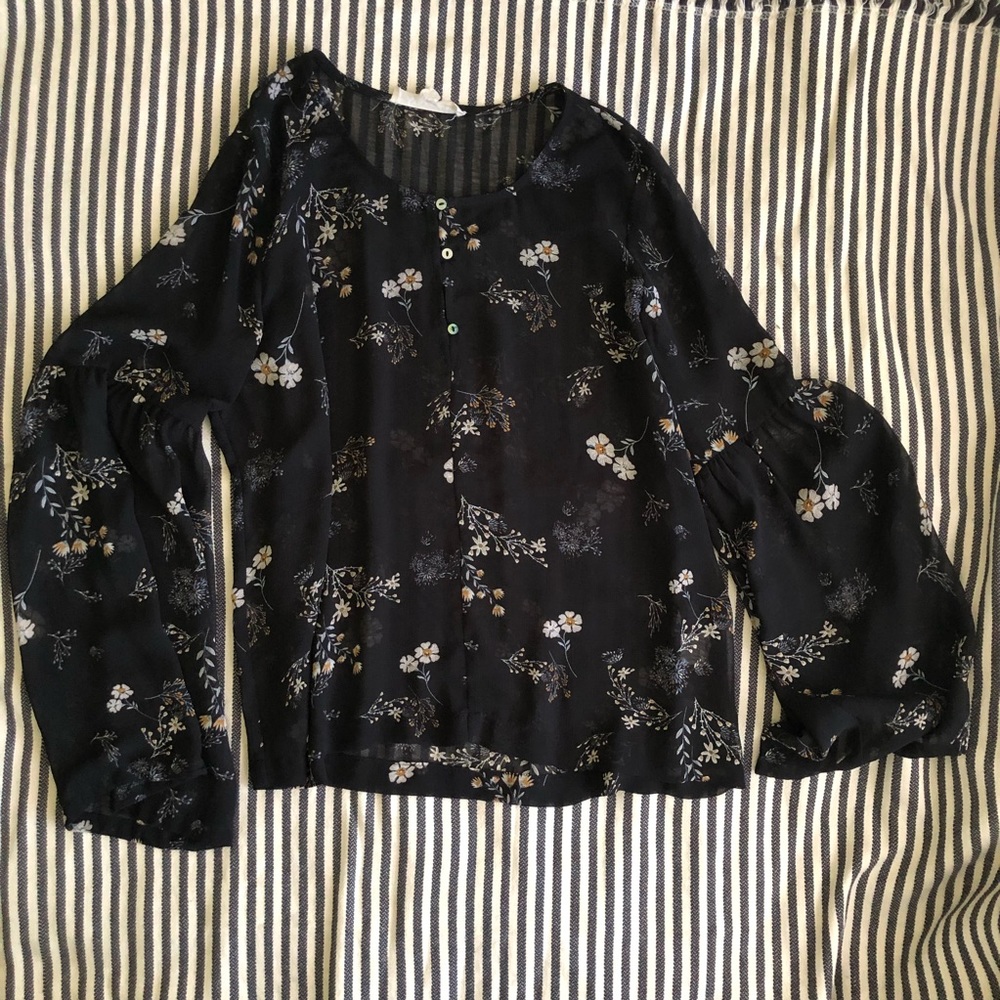 Sheer bell sleeve top